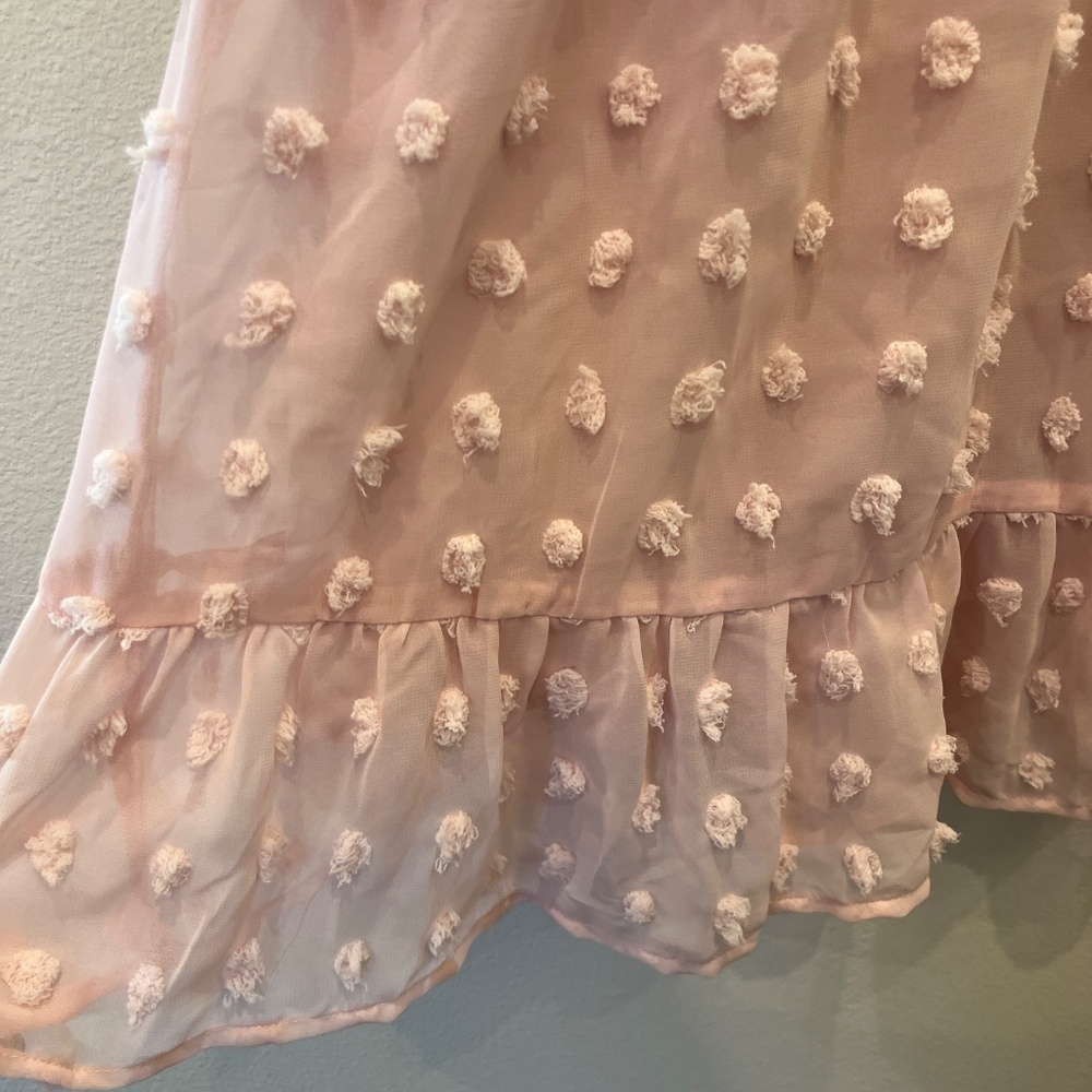 NWT TECREW Short Sleeve VNeck Mini Swiss Dot Flowy Babydoll Summer Dress Med - Picture 5 of 10